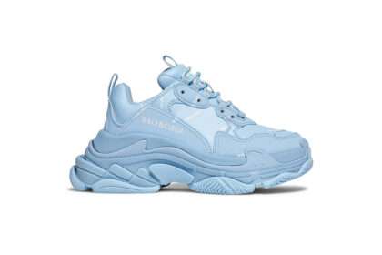 Kickwho Balenciaga Wmns Triple S Sneaker 'Allover Logo - Light Blue'