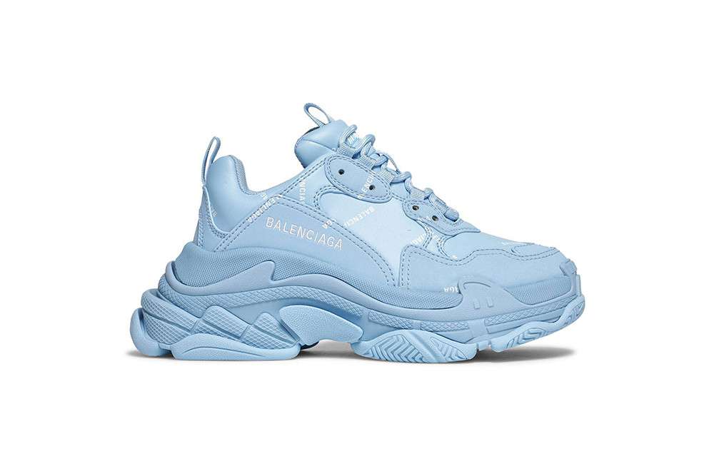 Kickwho Balenciaga Wmns Triple S Sneaker 'Allover Logo - Light Blue'