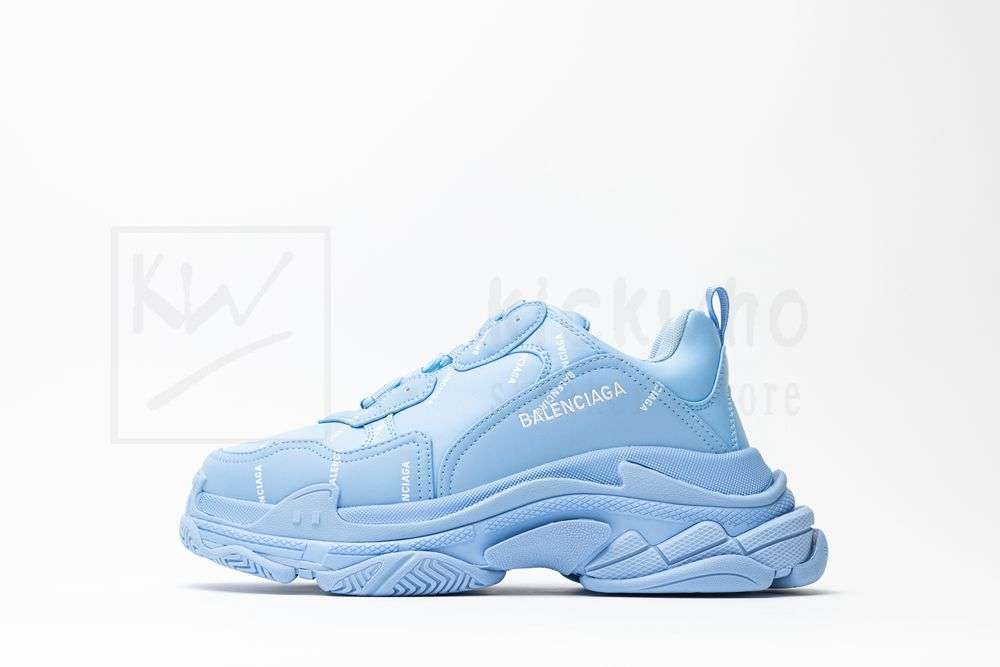 Kickwho Balenciaga Wmns Triple S Sneaker 'Allover Logo - Light Blue' - Image 2