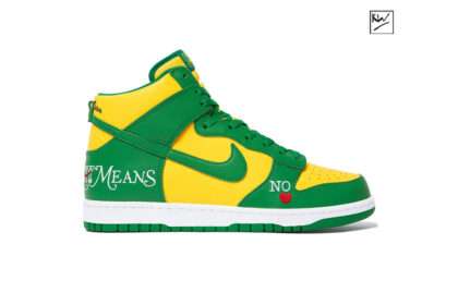 KICKWHO Sup X NIKE SB DUNK HIGH BY ANY MEANS GREEN YELLOW