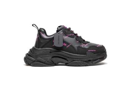 Kickwho Balenciaga Triple S Trainer "Allover Logo - Black Fluo Pink"