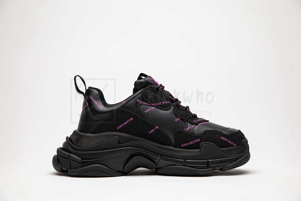 Kickwho Balenciaga Triple S Trainer "Allover Logo - Black Fluo Pink" - Image 3