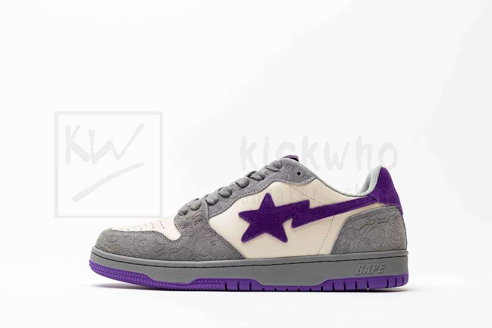 Kickwho A Bathing Ape Court StaMist Grey Royal Purple - Image 2