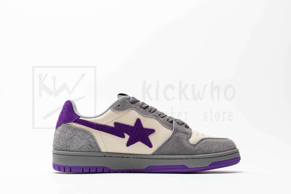 Kickwho A Bathing Ape Court StaMist Grey Royal Purple - Image 3