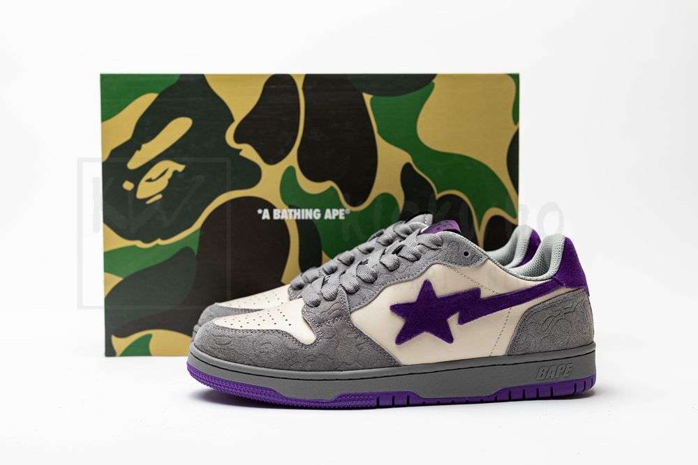 Kickwho A Bathing Ape Court StaMist Grey Royal Purple - Image 5