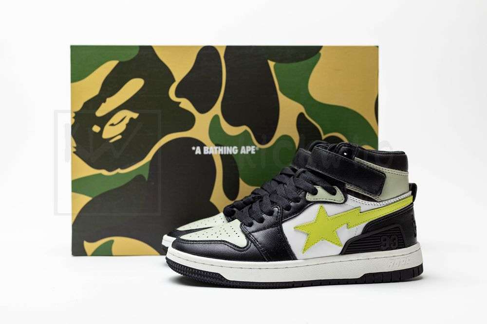 Kickwho A Bathing Ape Block Sta HiBlack Lime - Image 5