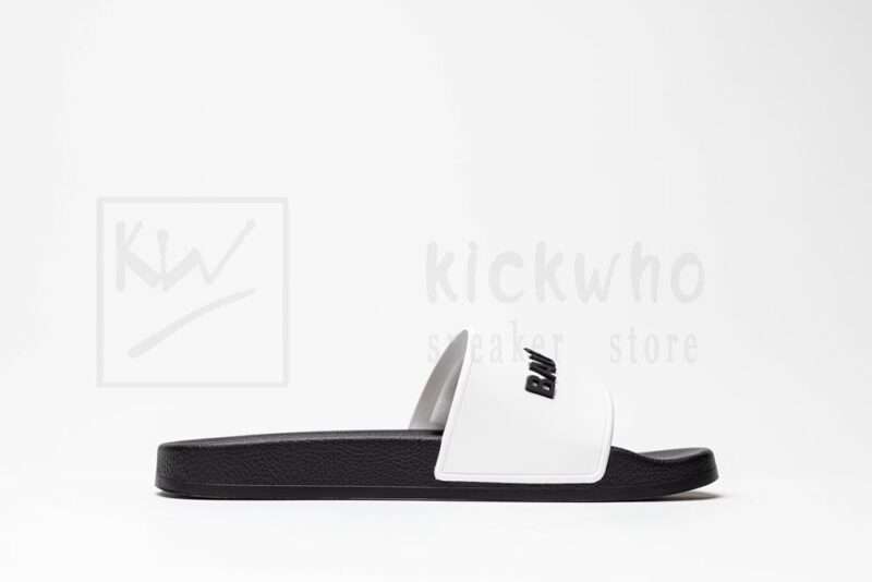 Kickwho Balenciaga Pool Slides White White Black (Black Logo) - Image 3