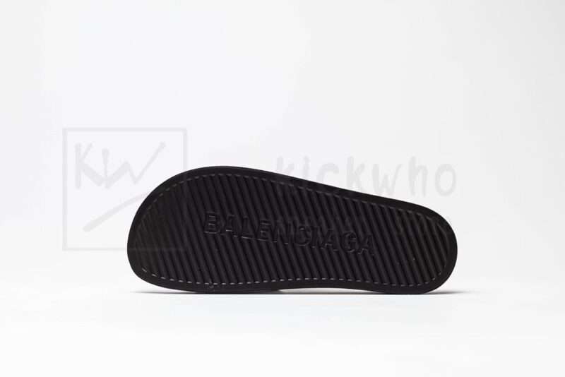 Kickwho Balenciaga Pool Slides White White Black (Black Logo) - Image 4