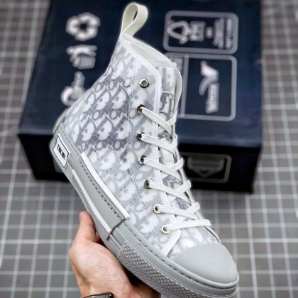 KICKWHO Dior B23 Oblique High Top Sneakers White and Black