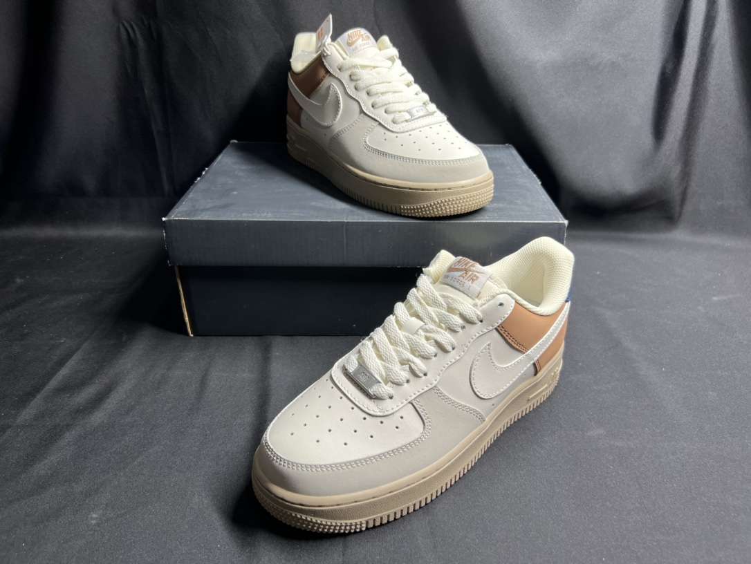 KICKWHO Nike Air Force 1 07 Low Beige White Grey Brown - Image 4