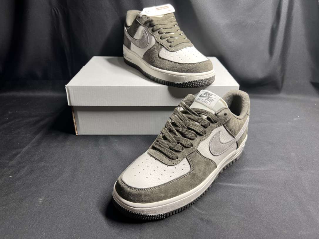 KICKWHO Nike Air Force 1 07 Low Dark Grey Brown White - Image 5