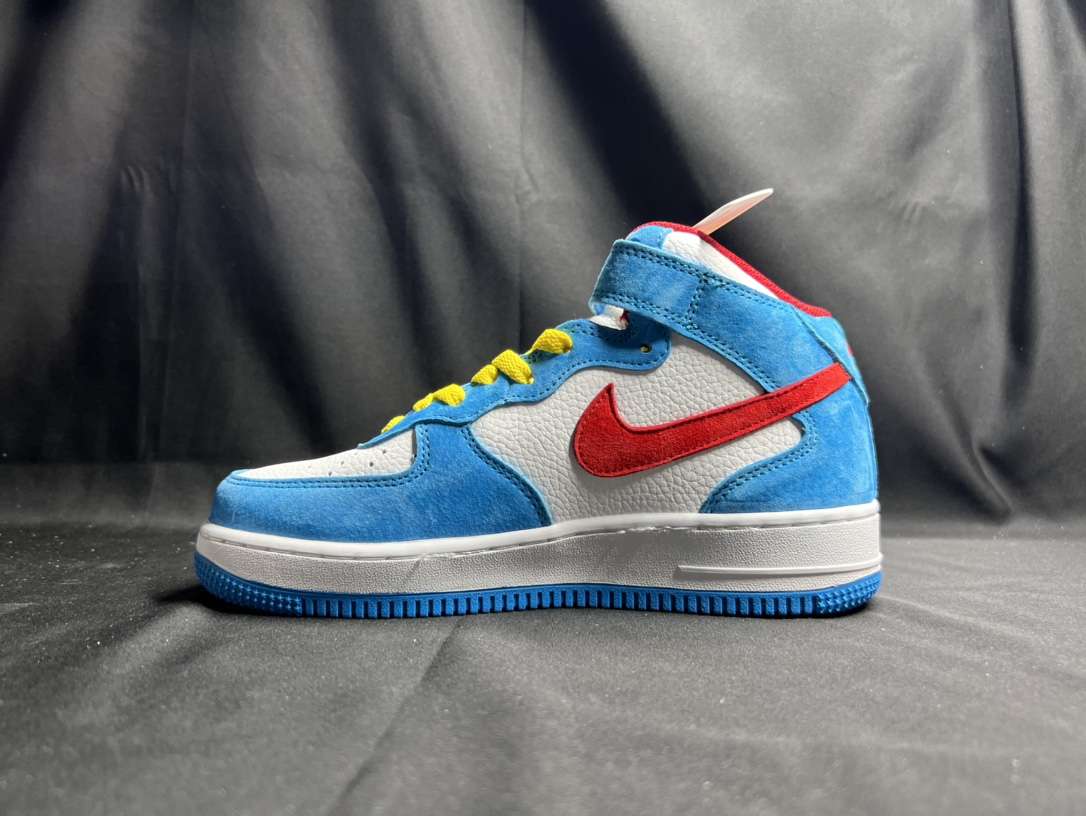 KICKWHO Nike Air Force 1 07 Mid Doraemon White Blue Red Yellow - Image 2