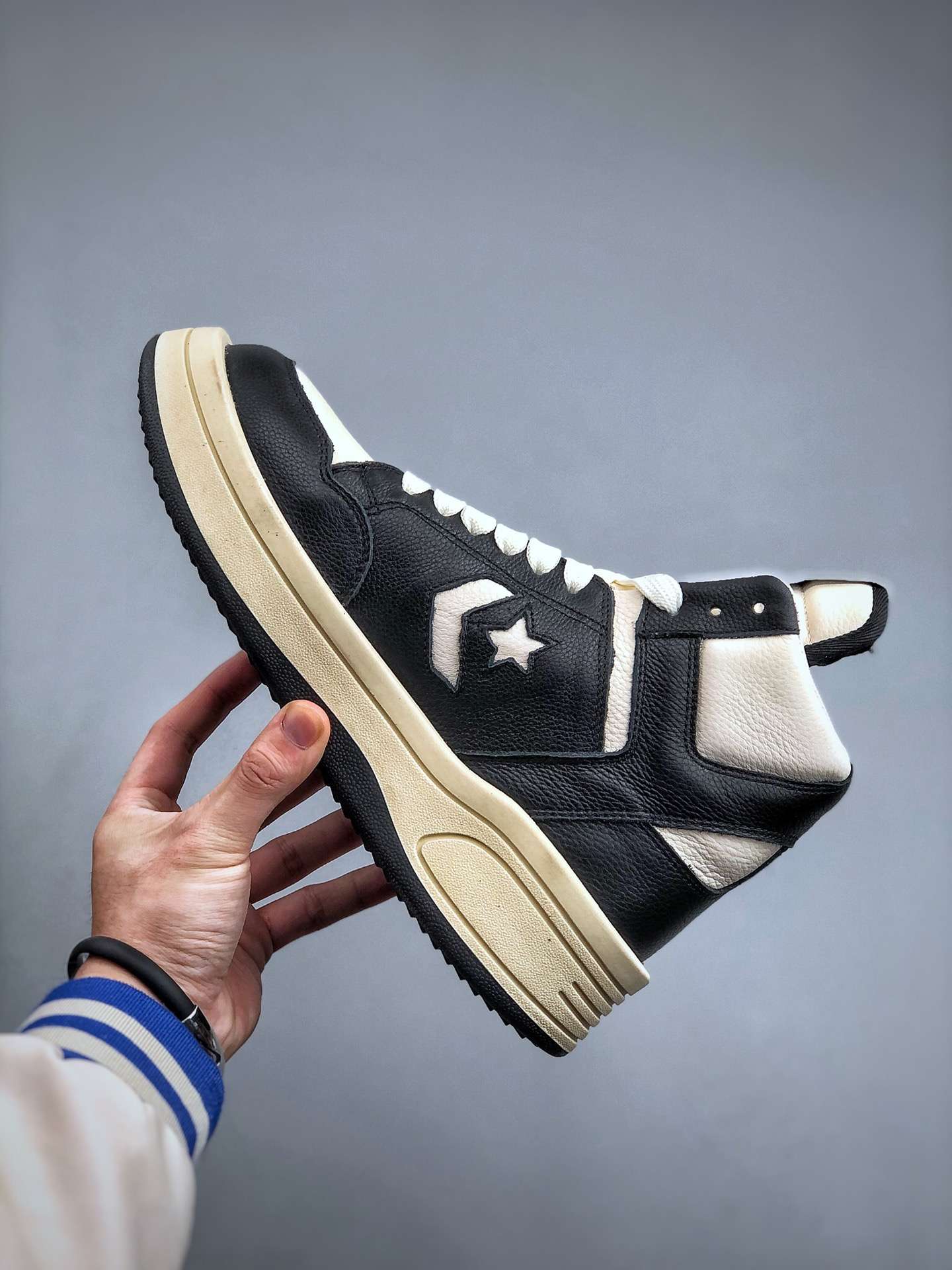 KICKWHO Rick Owens xConverse DRKSHDW TURBOWPN High-top Sneakers Black Beige - Image 2
