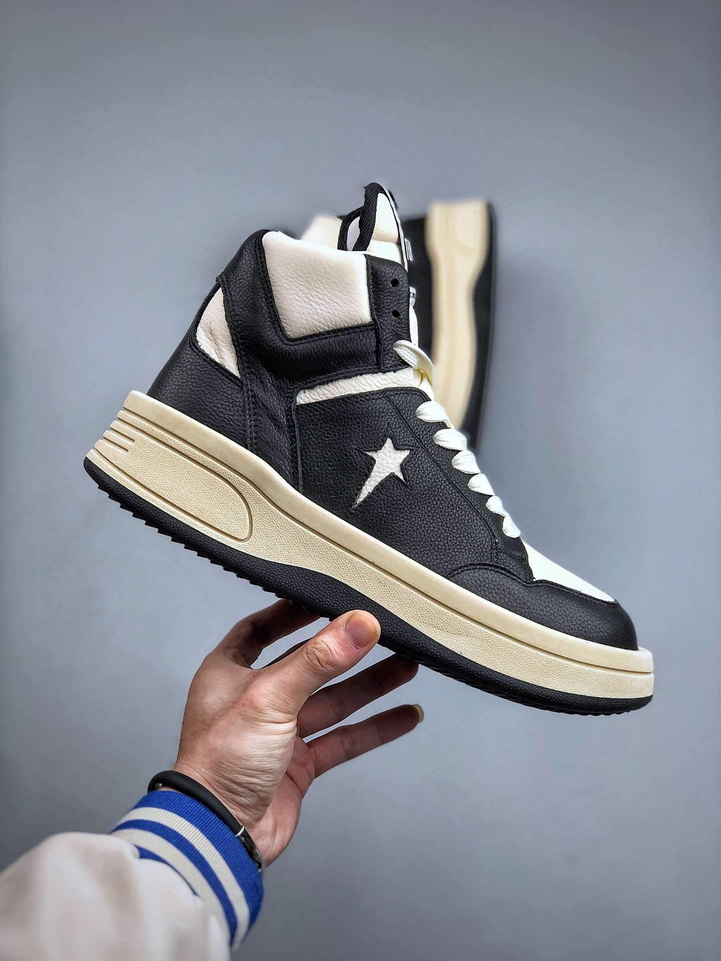 KICKWHO Rick Owens xConverse DRKSHDW TURBOWPN High-top Sneakers Black Beige - Image 4