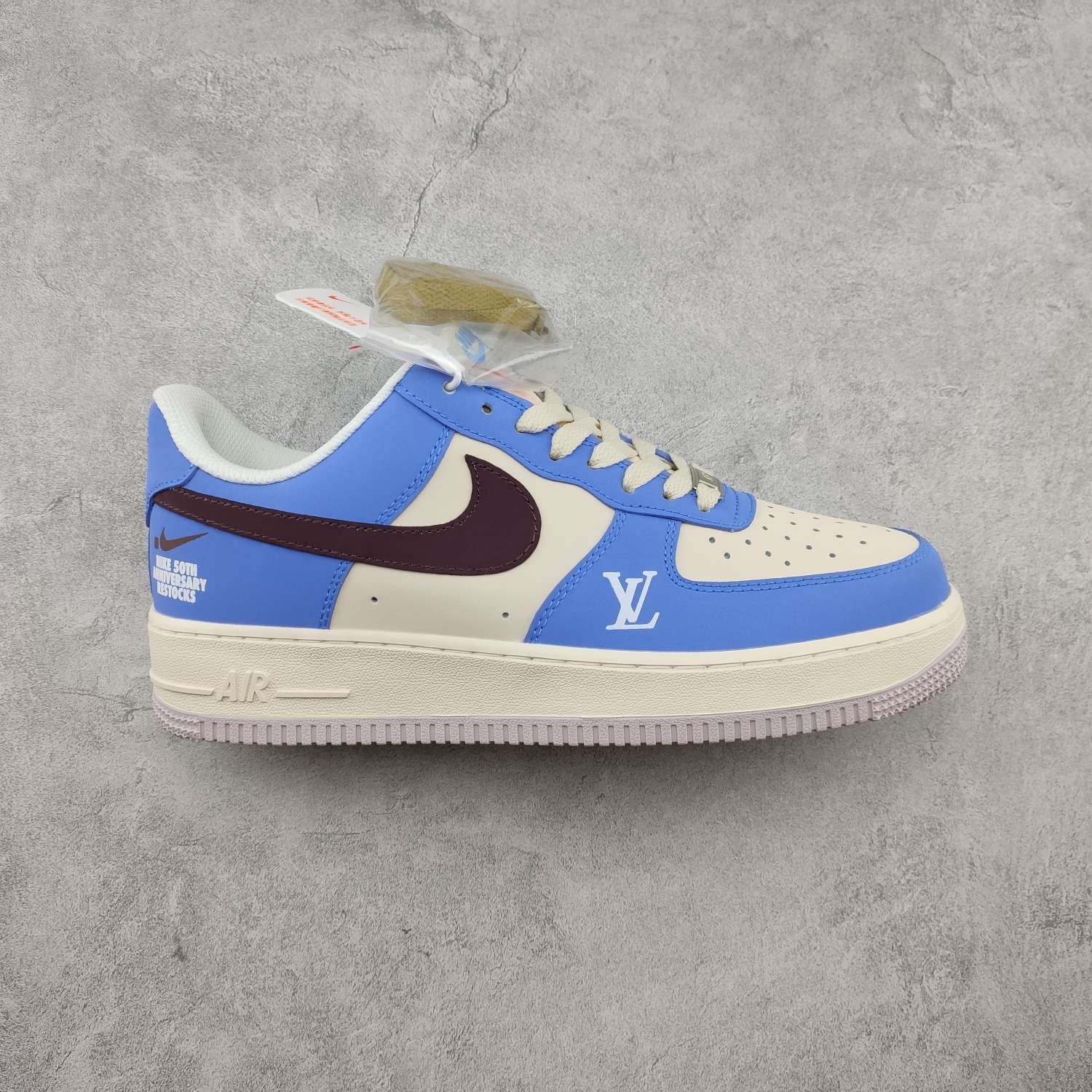 Kickswho LV x Nike Air Force 1 07 Low Navy Blue Brown White