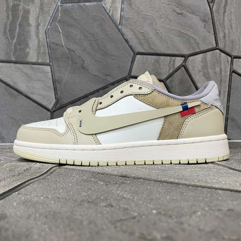 KICKWHO Off White x Air Jordan 1 Low OG Custom Light Khaki White CZ0790-102