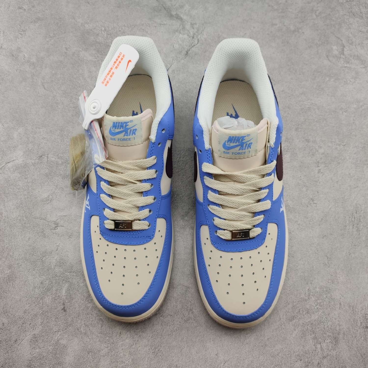 Kickswho LV x Nike Air Force 1 07 Low Navy Blue Brown White - Image 3