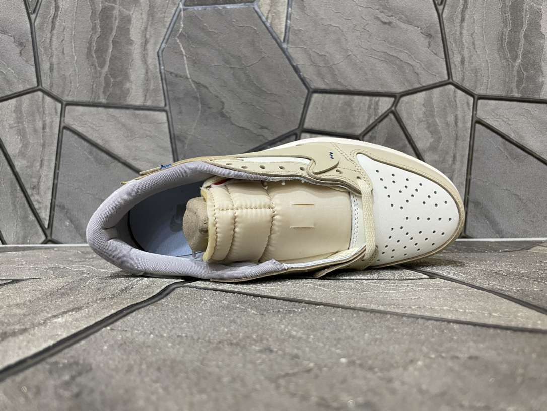 KICKWHO Off White x Air Jordan 1 Low OG Custom Light Khaki White CZ0790-102 - Image 3