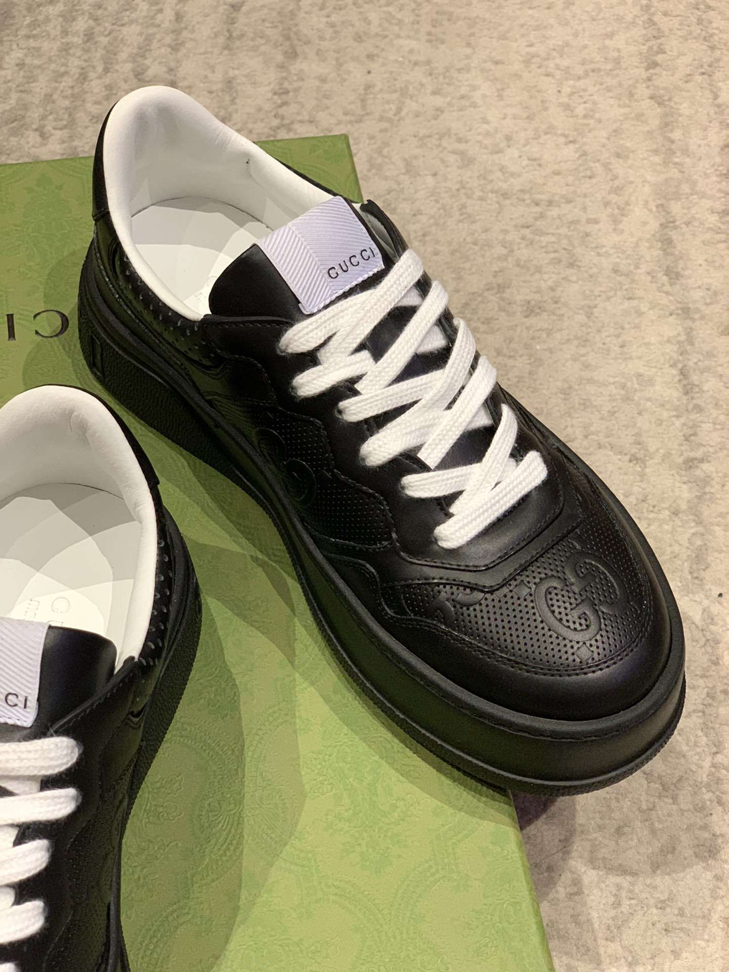 KICKWHO Gucci Screener GG Embossed High-Top Sneaker Black - Image 3