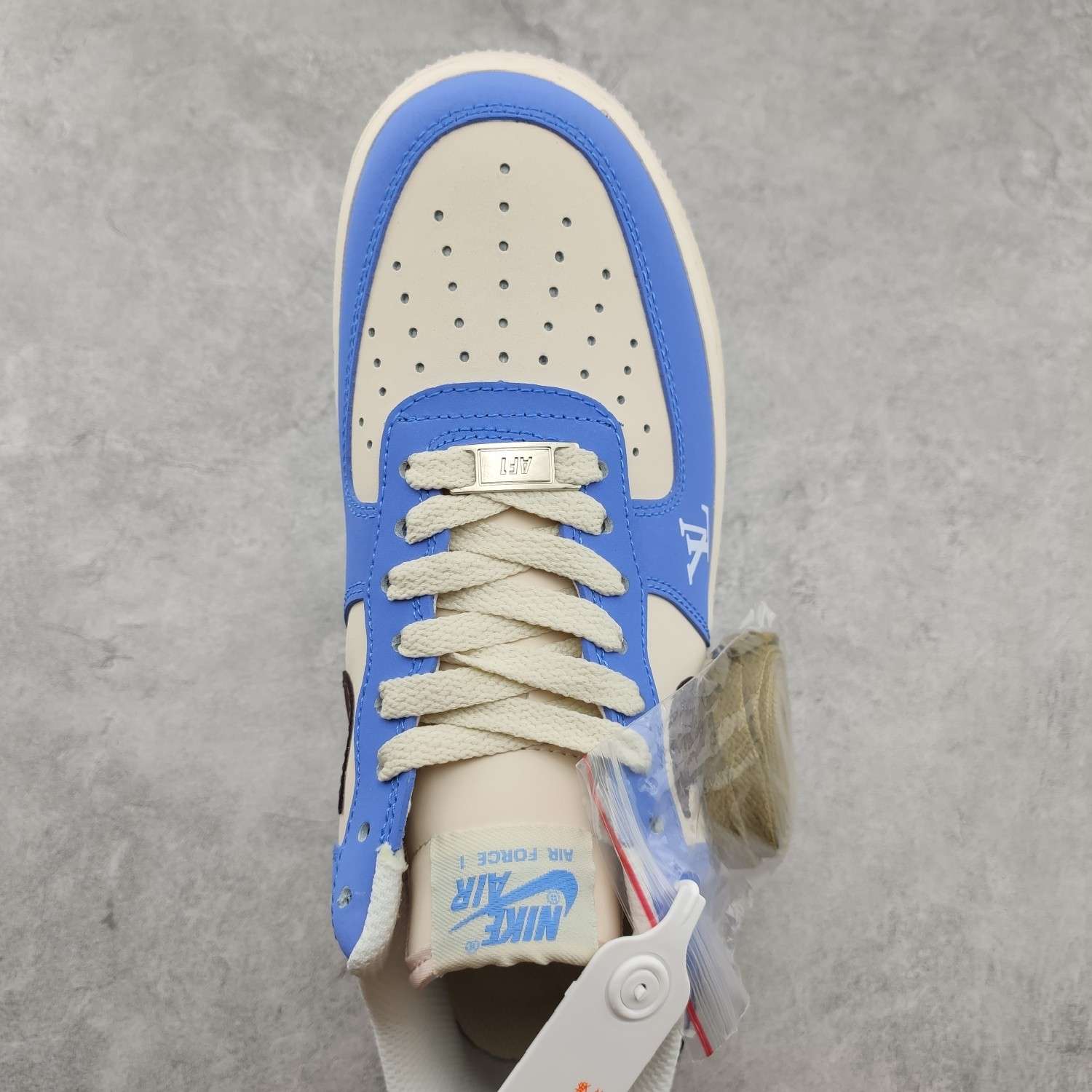 Kickswho LV x Nike Air Force 1 07 Low Navy Blue Brown White - Image 4