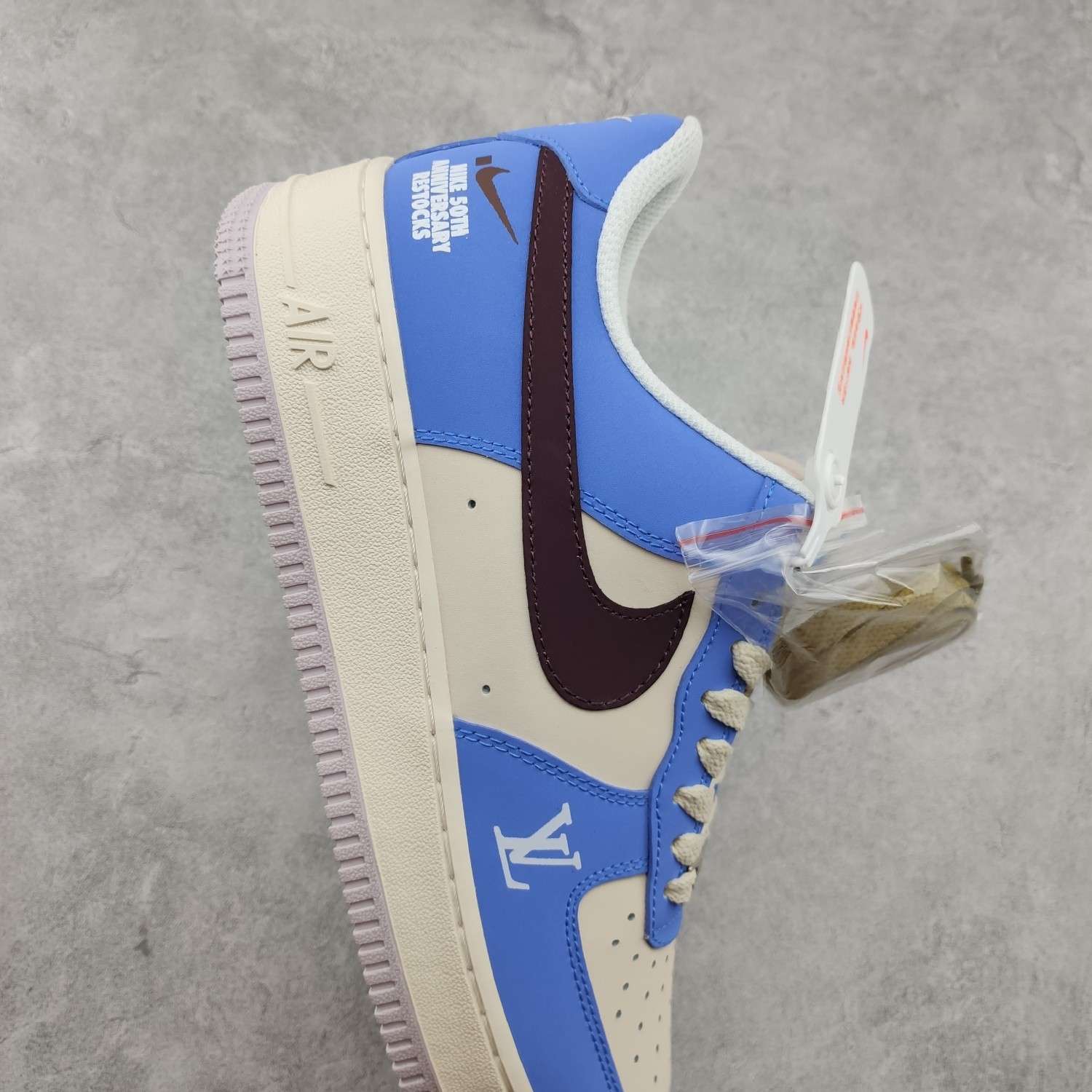 Kickswho LV x Nike Air Force 1 07 Low Navy Blue Brown White - Image 5