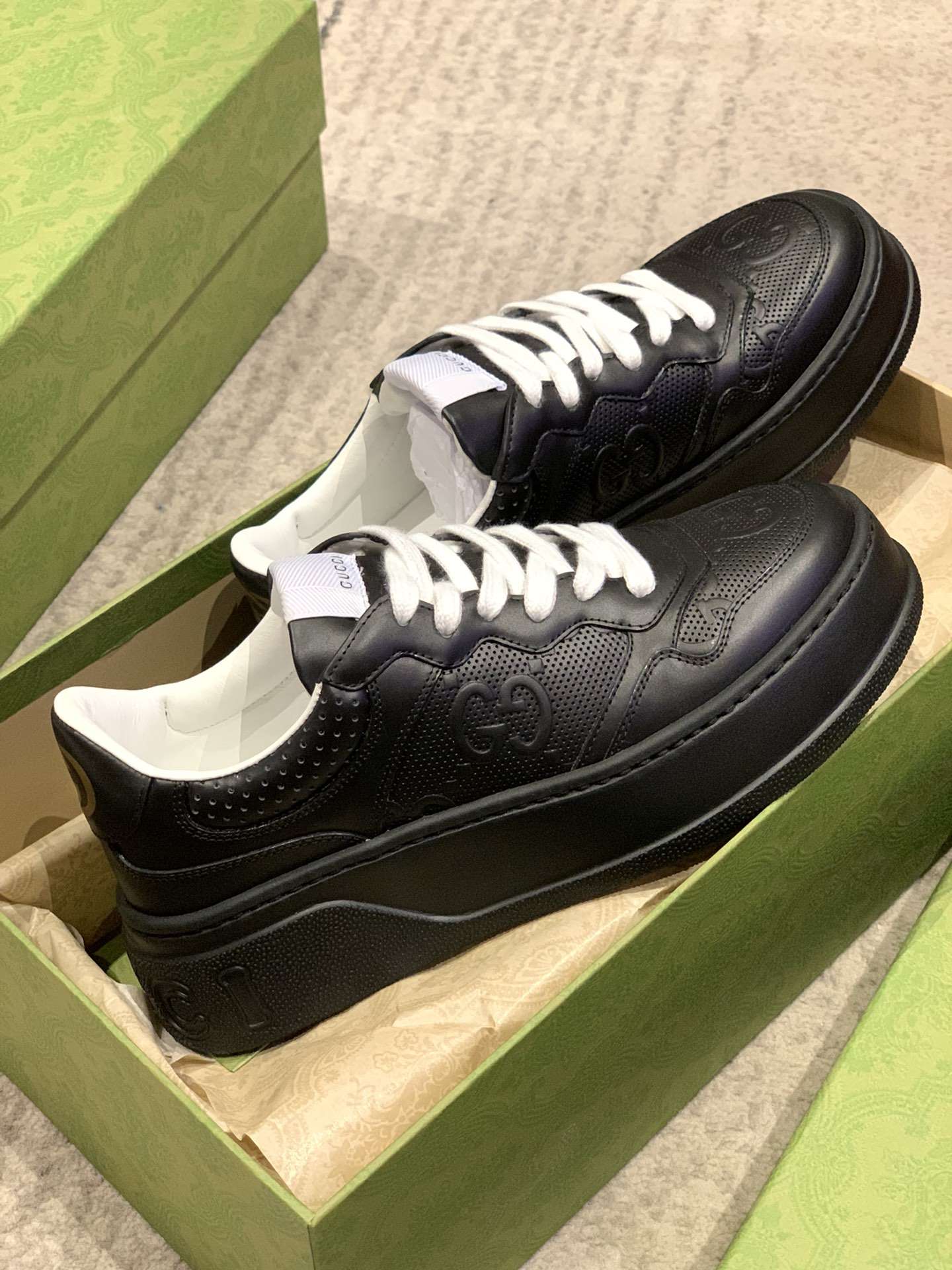 KICKWHO Gucci Screener GG Embossed High-Top Sneaker Black - Image 5