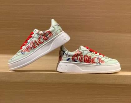 KICKWHO Gucci Screener GG Embossed High-Top Sneaker Green Red