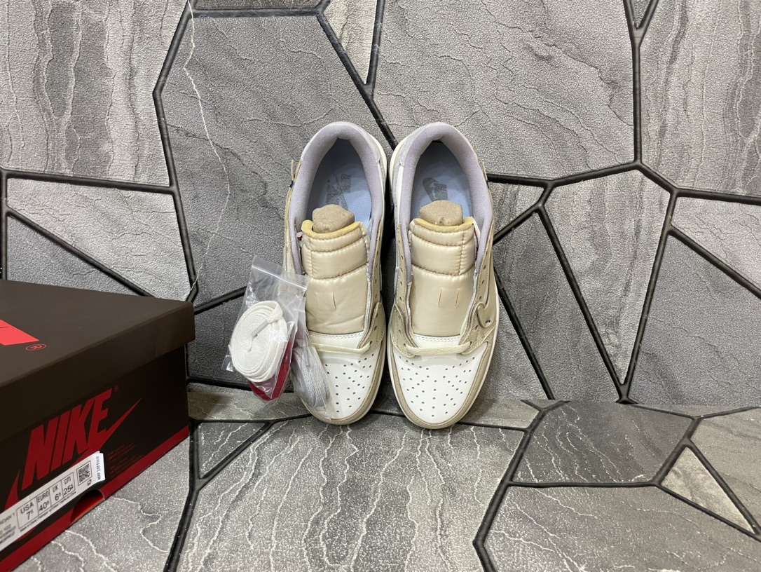 KICKWHO Off White x Air Jordan 1 Low OG Custom Light Khaki White CZ0790-102 - Image 8