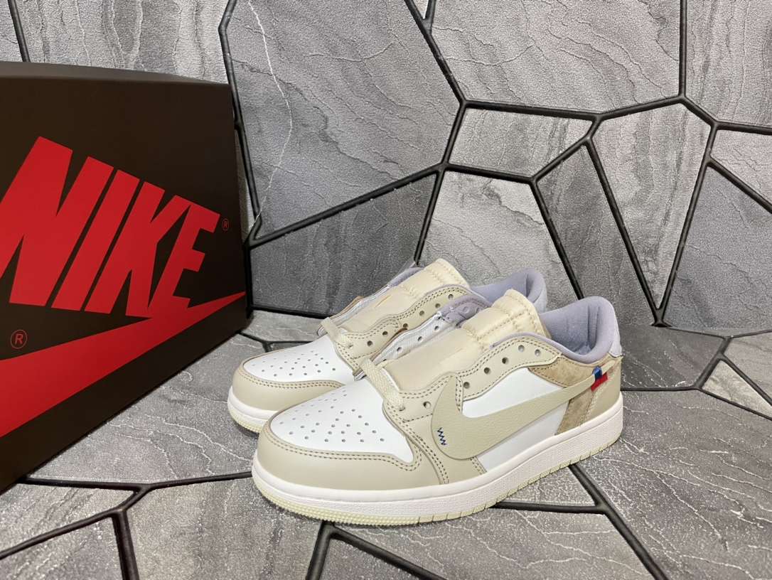 KICKWHO Off White x Air Jordan 1 Low OG Custom Light Khaki White CZ0790-102 - Image 9