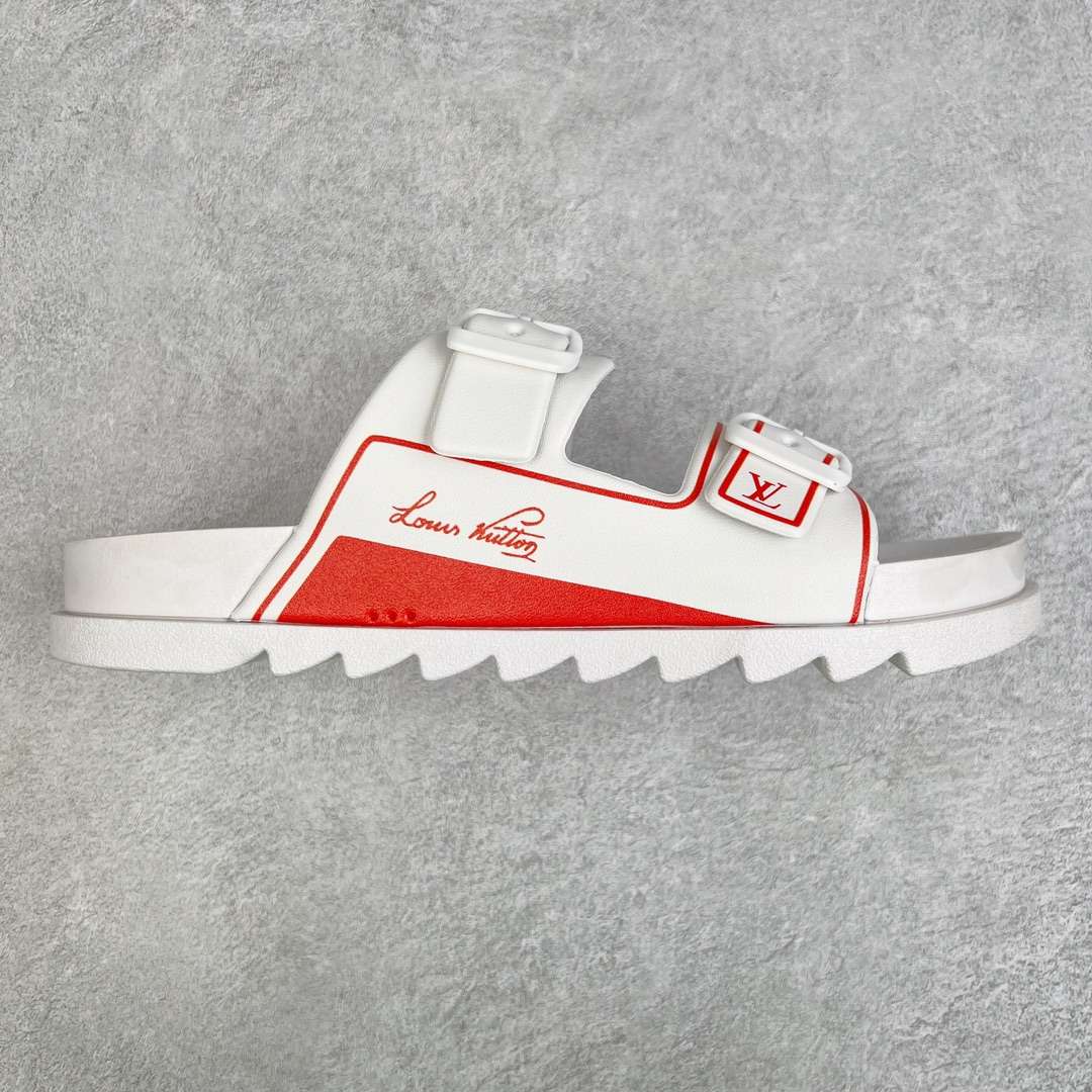 KICKWHO Louis Vuitton Trainer Slides White Red