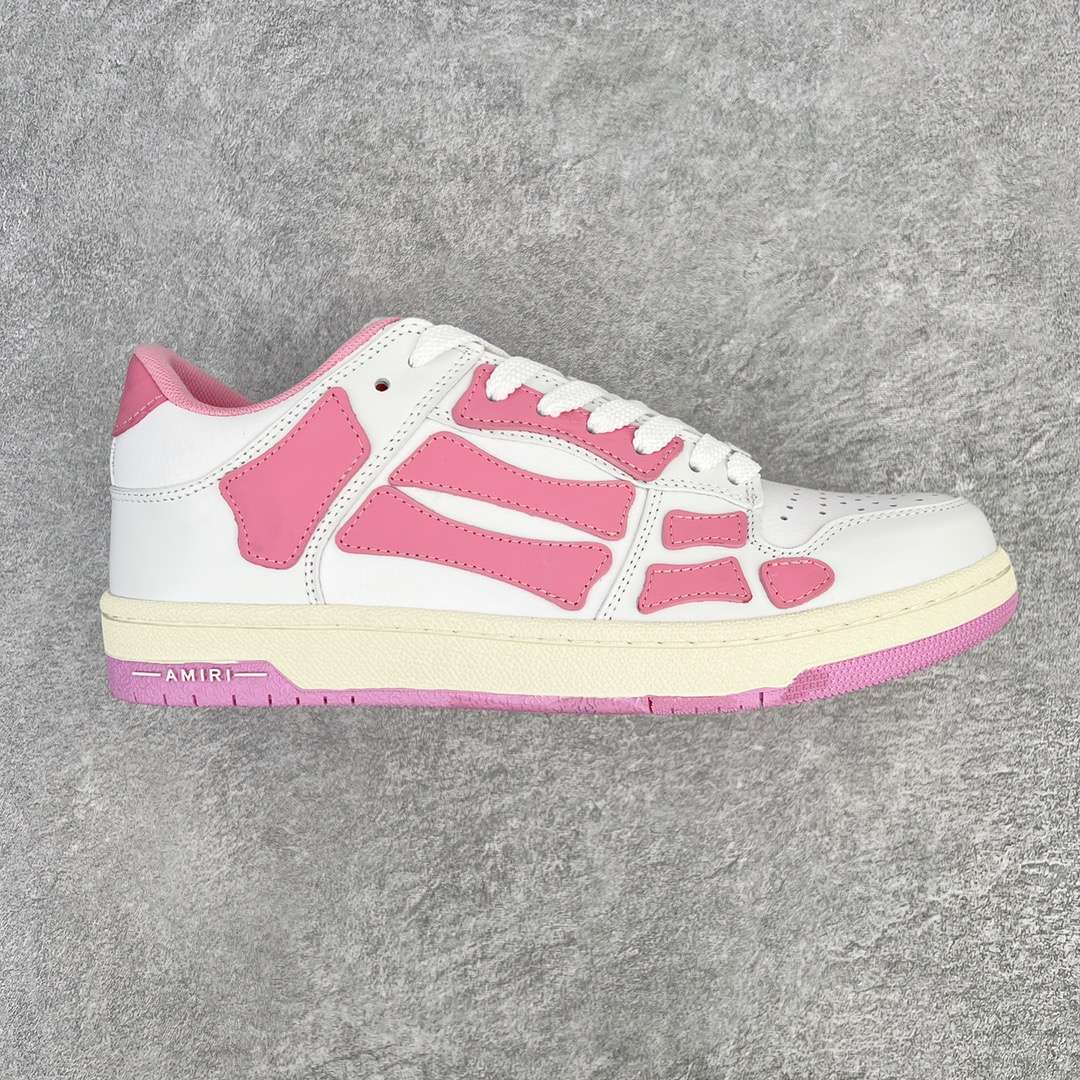 KICKWHO AMIRI White And Pink Low Skel Top Sneaker