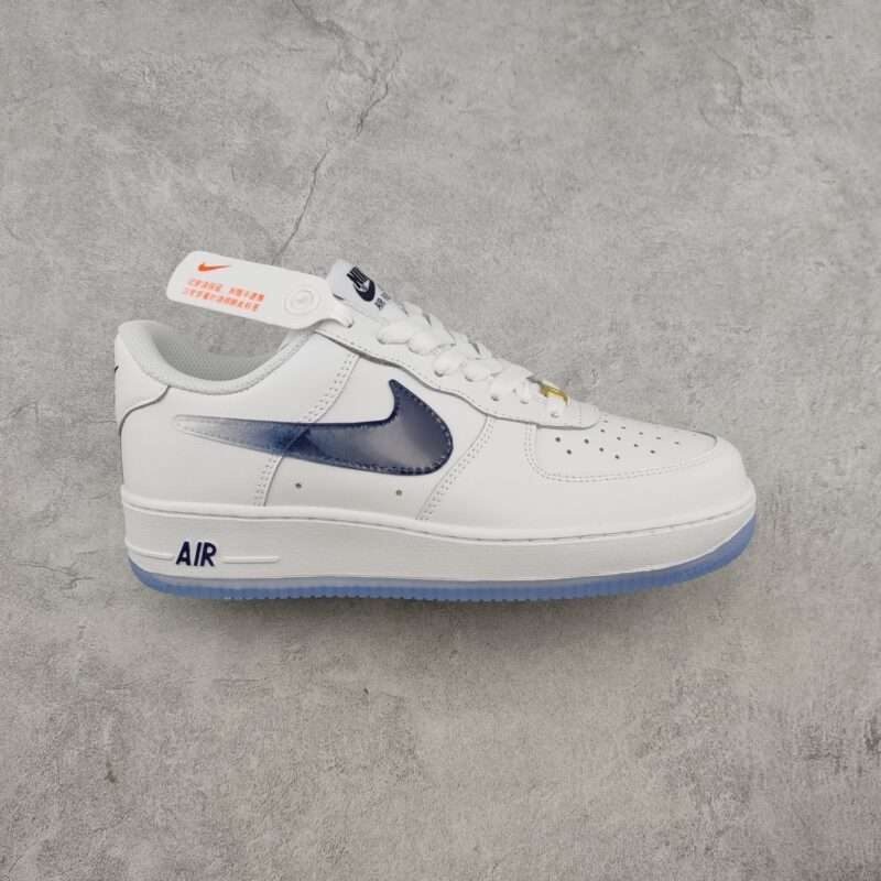 Kickswho Nike Air Force 1 07 Low White Midnight Blue Metallic Gold
