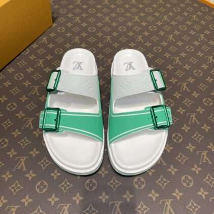KICKWHO Louis Vuitton Green White Trainer Slides