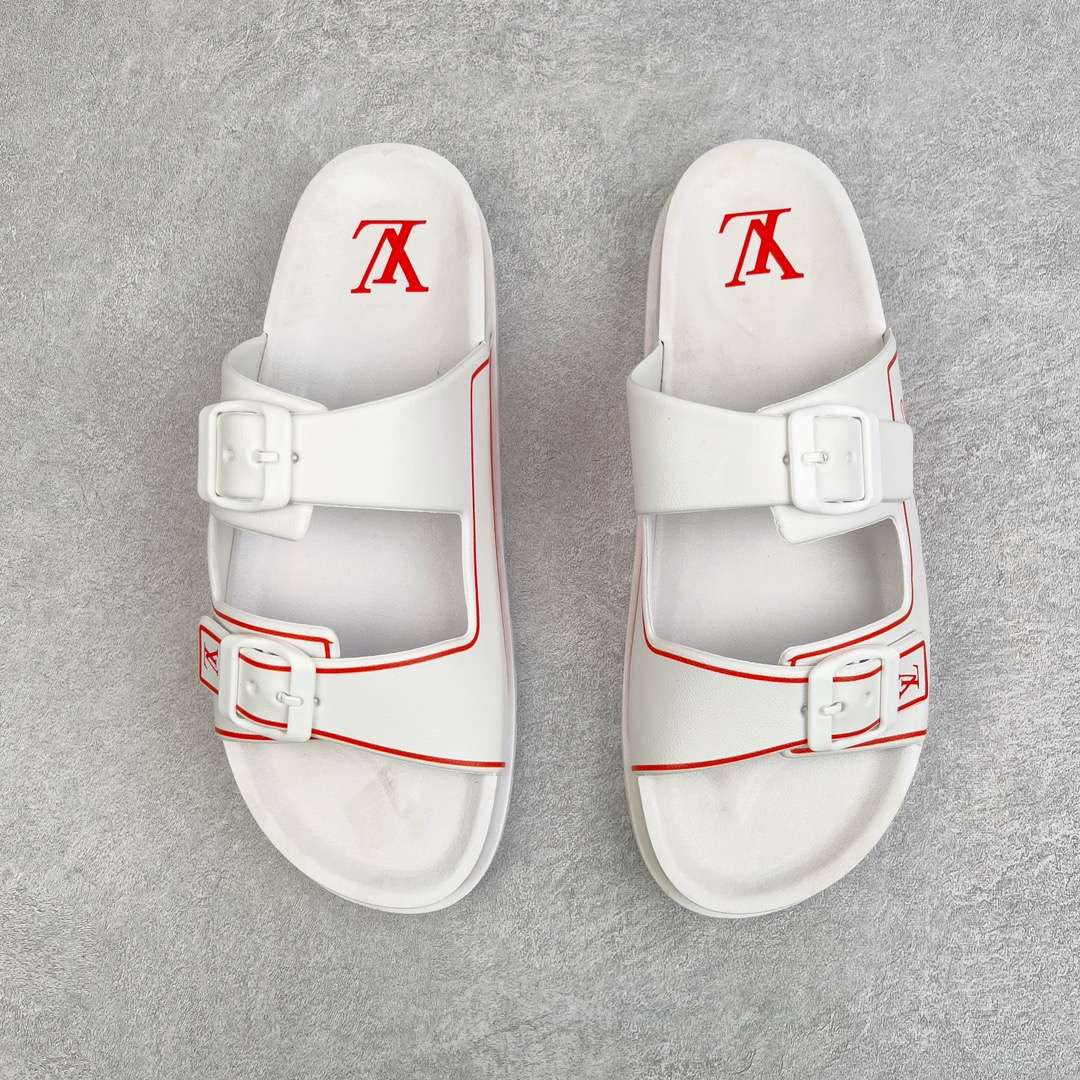 KICKWHO Louis Vuitton Trainer Slides White Red - Image 2