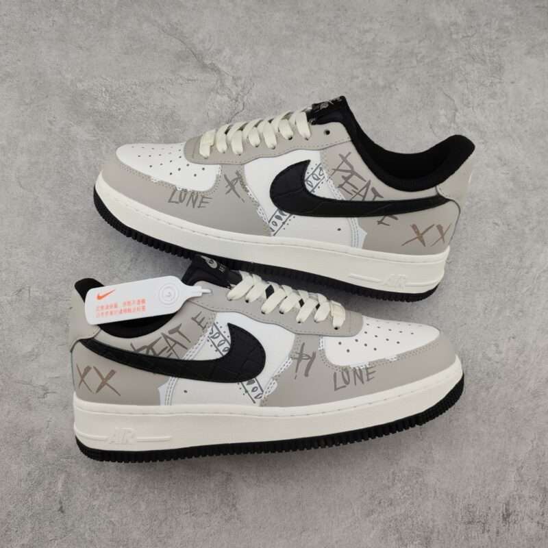 Kickswho Nike Air Force 1 07 Low Beige Light Grey Black - Image 2