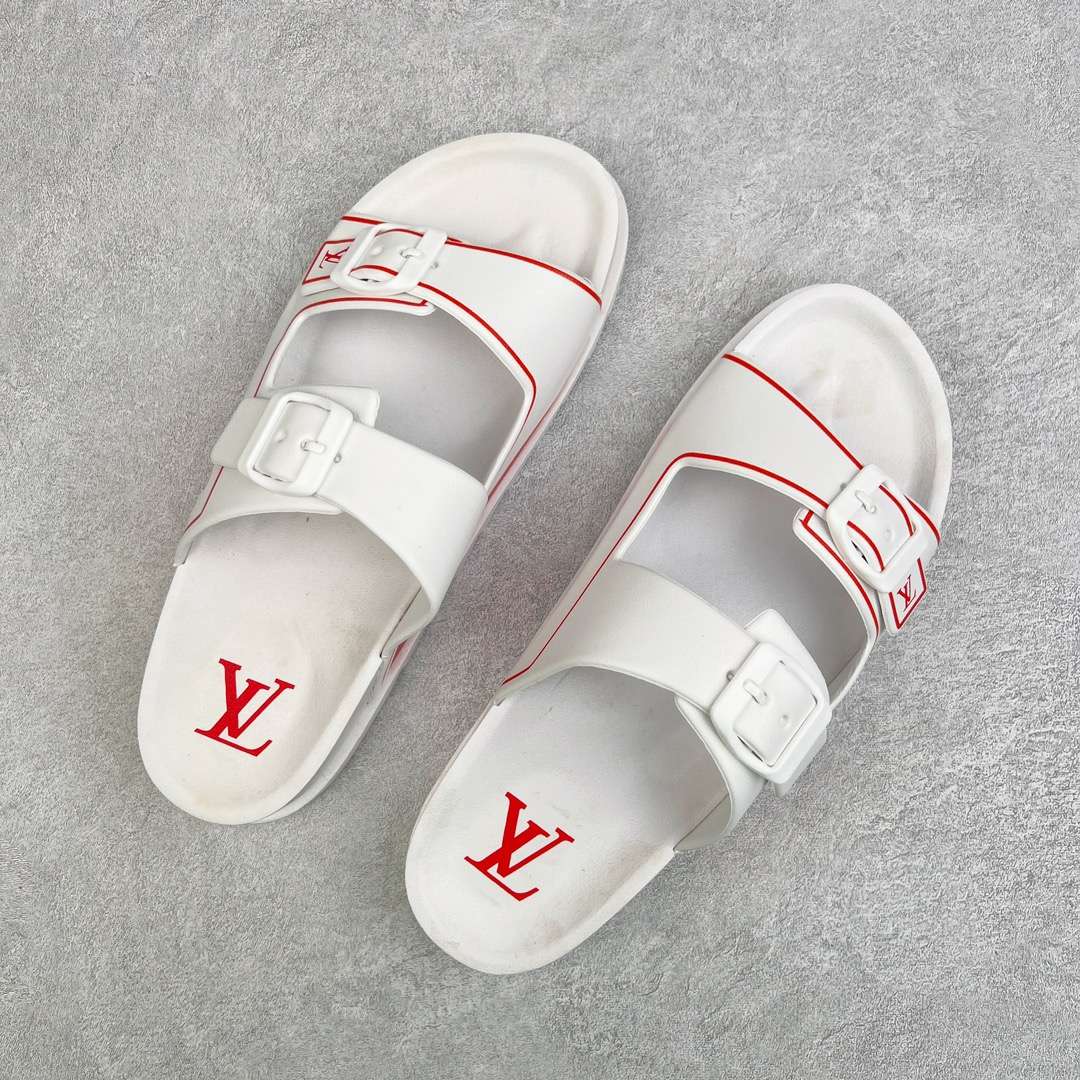 KICKWHO Louis Vuitton Trainer Slides White Red - Image 3