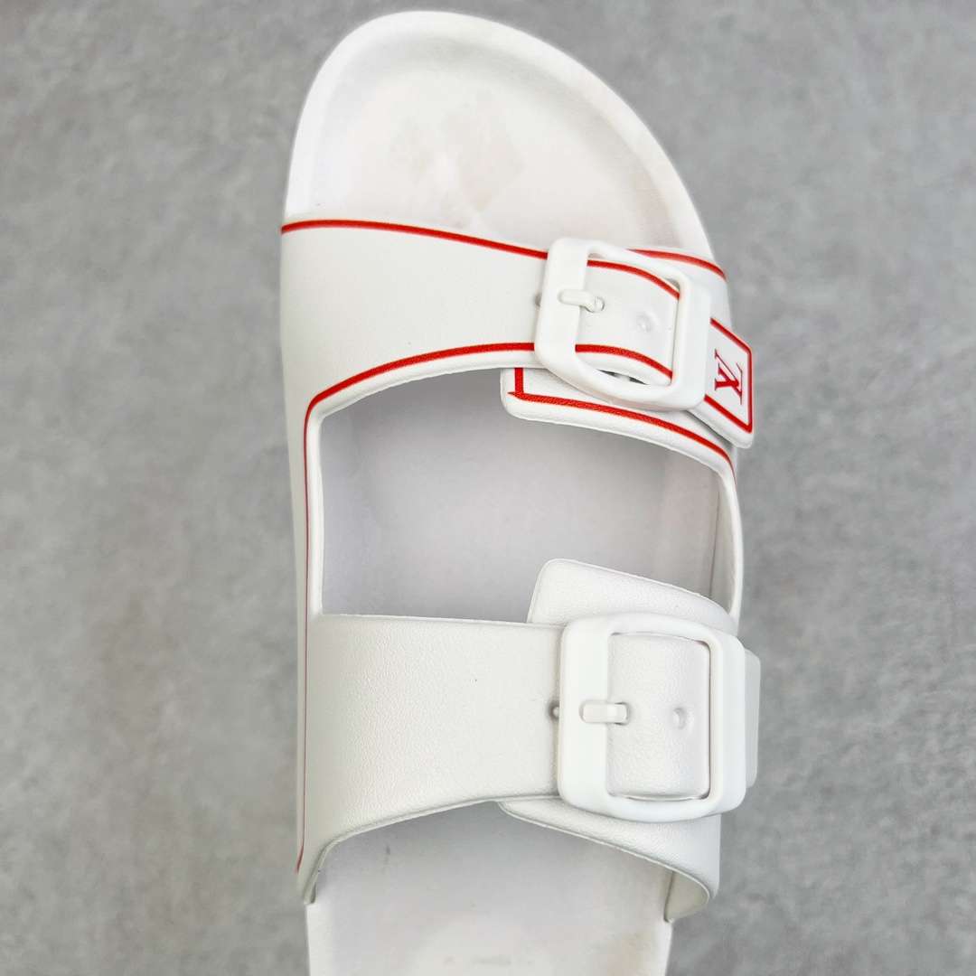 KICKWHO Louis Vuitton Trainer Slides White Red - Image 4
