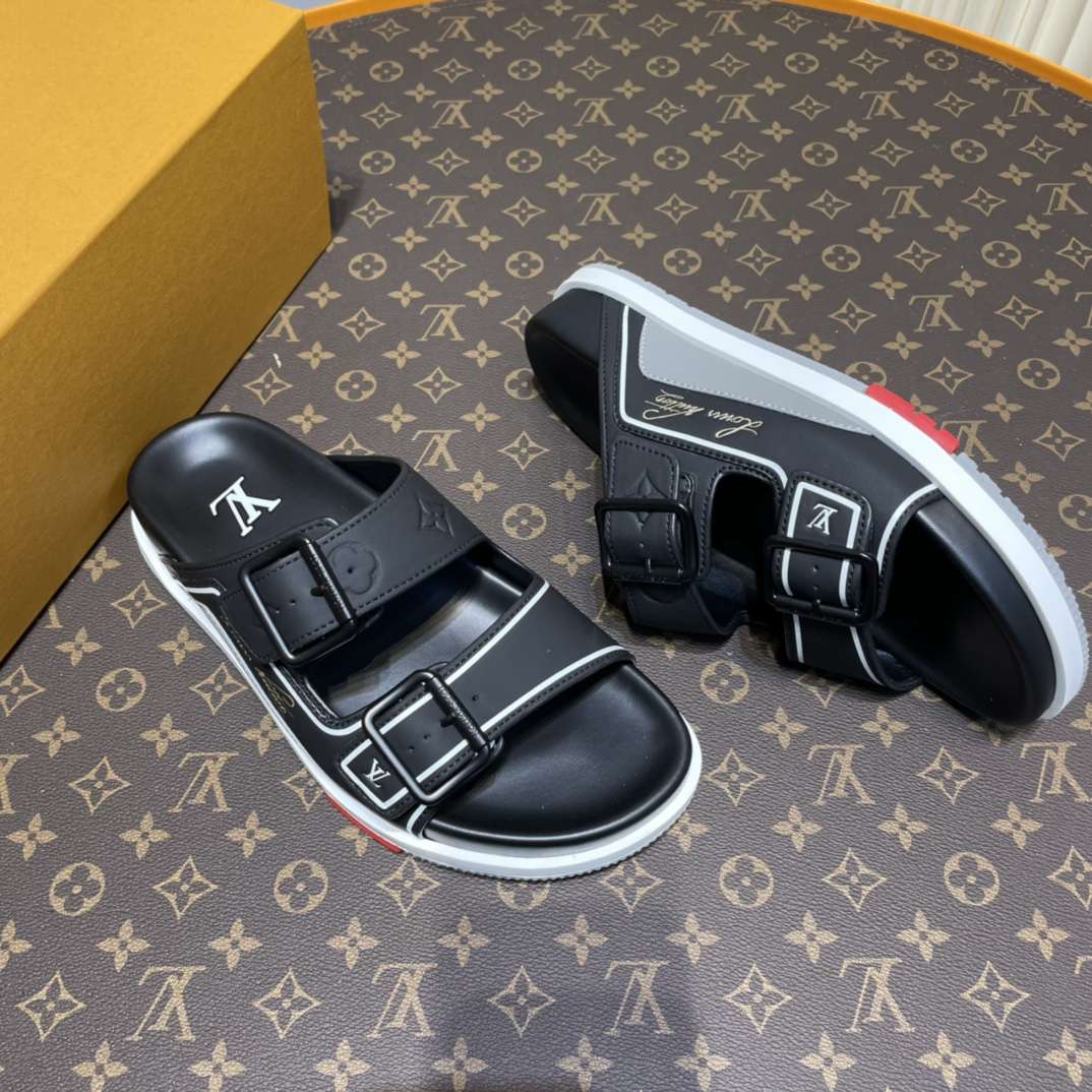 KICKWHO Louis Vuitton Black Trainer Slides - Image 4