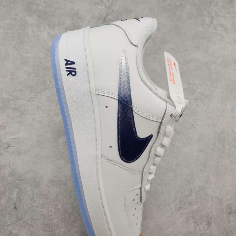 Kickswho Nike Air Force 1 07 Low White Midnight Blue Metallic Gold - Image 5