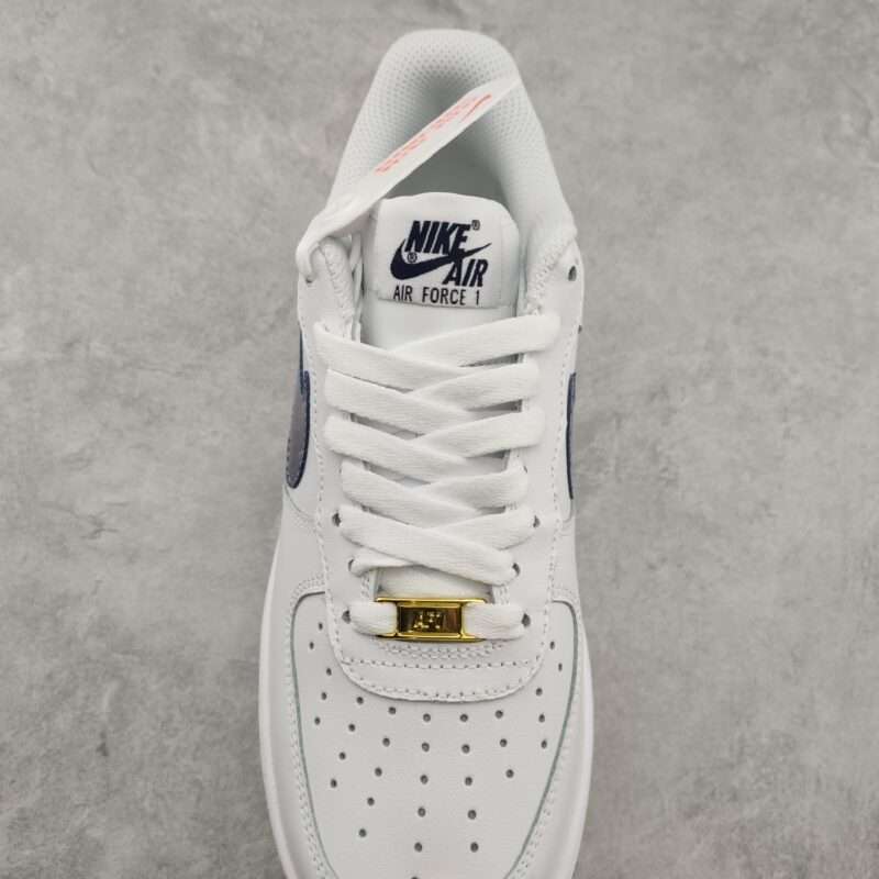 Kickswho Nike Air Force 1 07 Low White Midnight Blue Metallic Gold - Image 6