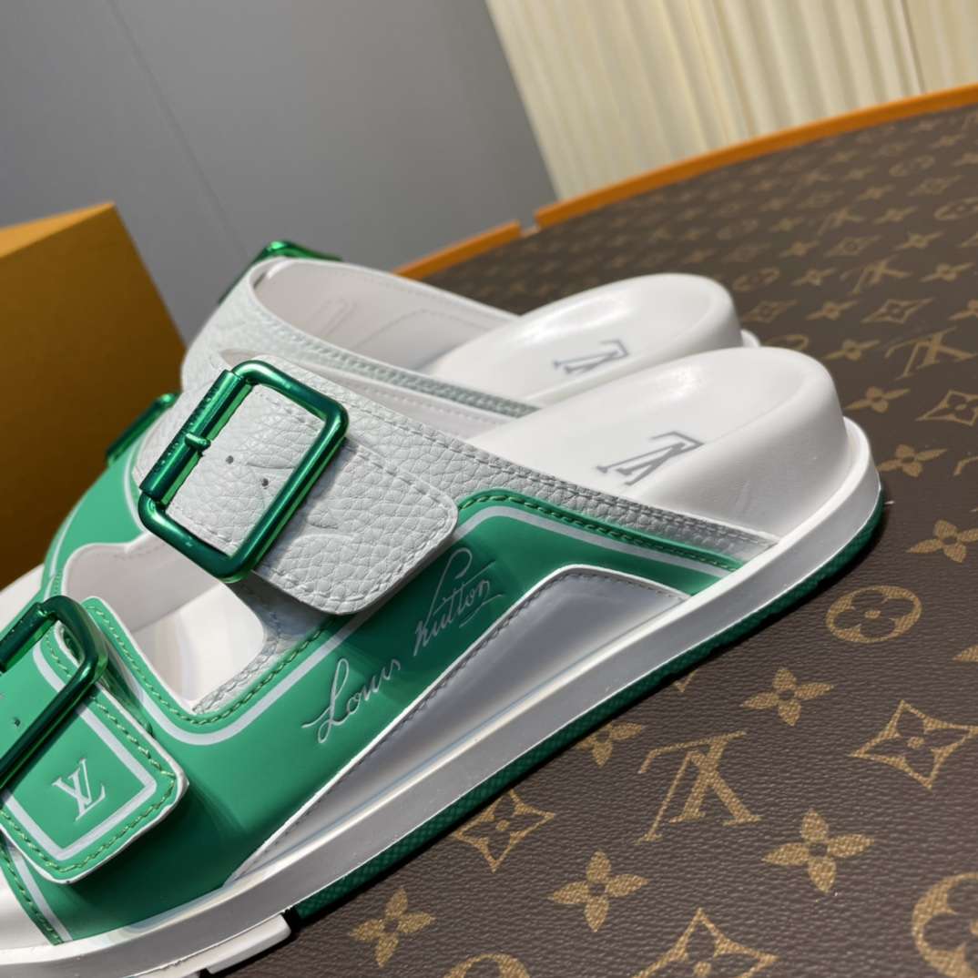 KICKWHO Louis Vuitton Green White Trainer Slides - Image 6