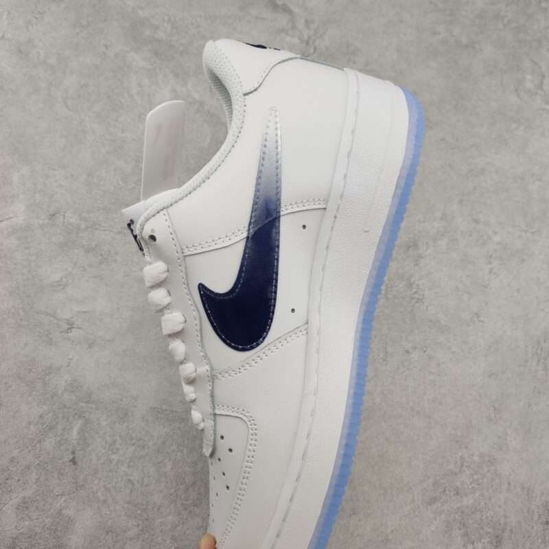 Kickswho Nike Air Force 1 07 Low White Midnight Blue Metallic Gold - Image 7