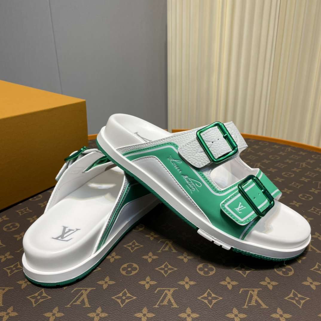 KICKWHO Louis Vuitton Green White Trainer Slides - Image 7