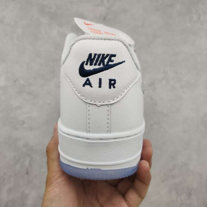 Kickswho Nike Air Force 1 07 Low White Midnight Blue Metallic Gold - Image 8