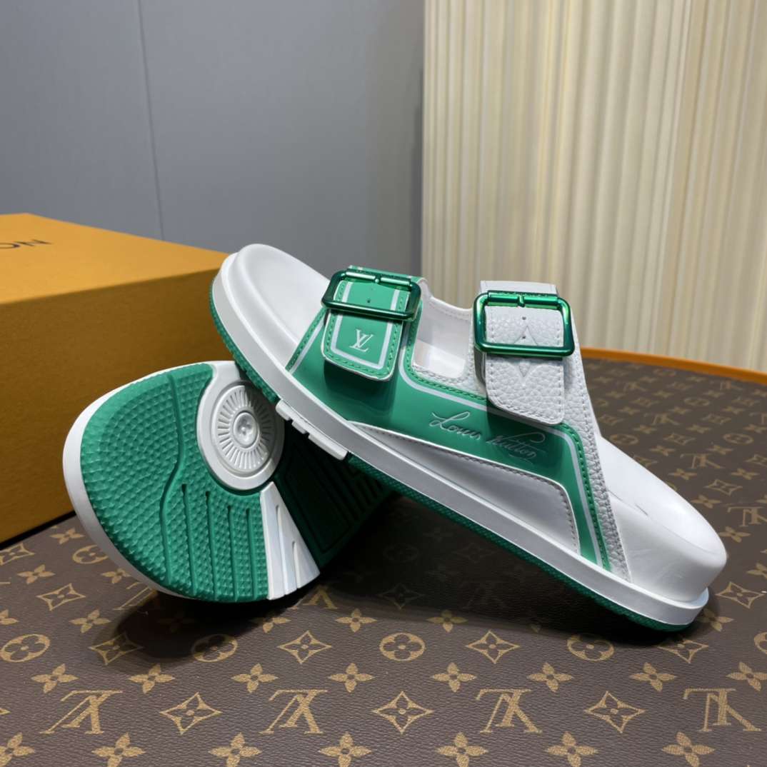 KICKWHO Louis Vuitton Green White Trainer Slides - Image 8