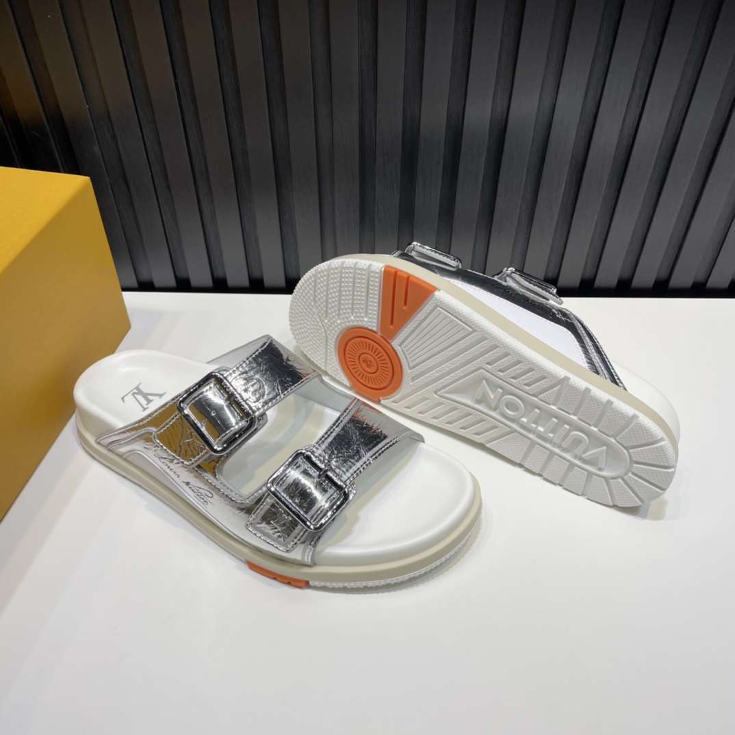 KICKWHO Louis Vuitton Silver Trainer Slides - Image 8
