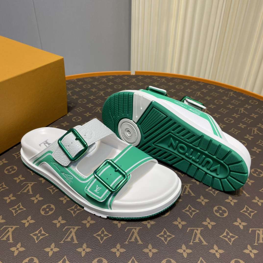 KICKWHO Louis Vuitton Green White Trainer Slides - Image 9