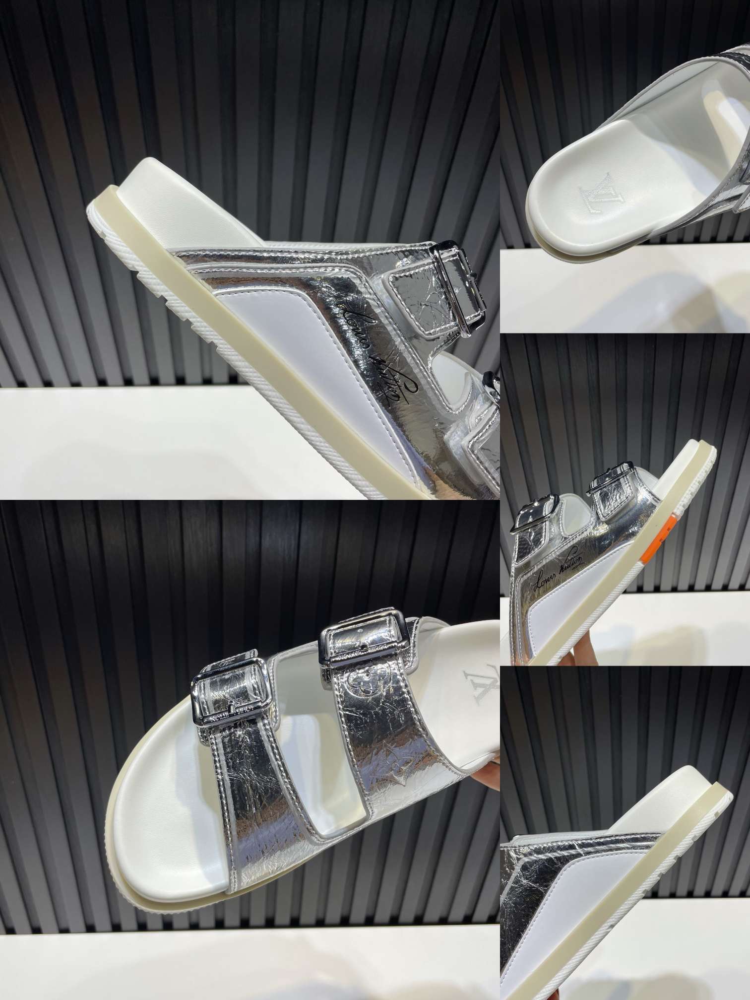 KICKWHO Louis Vuitton Silver Trainer Slides - Image 9