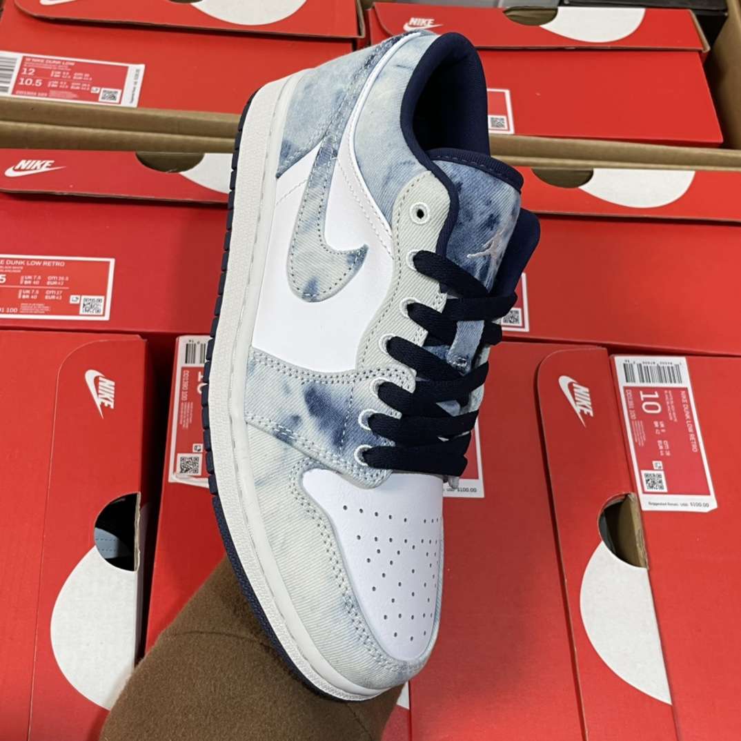 Kickswho Nike Air Jordan 1 Low Washed Denim