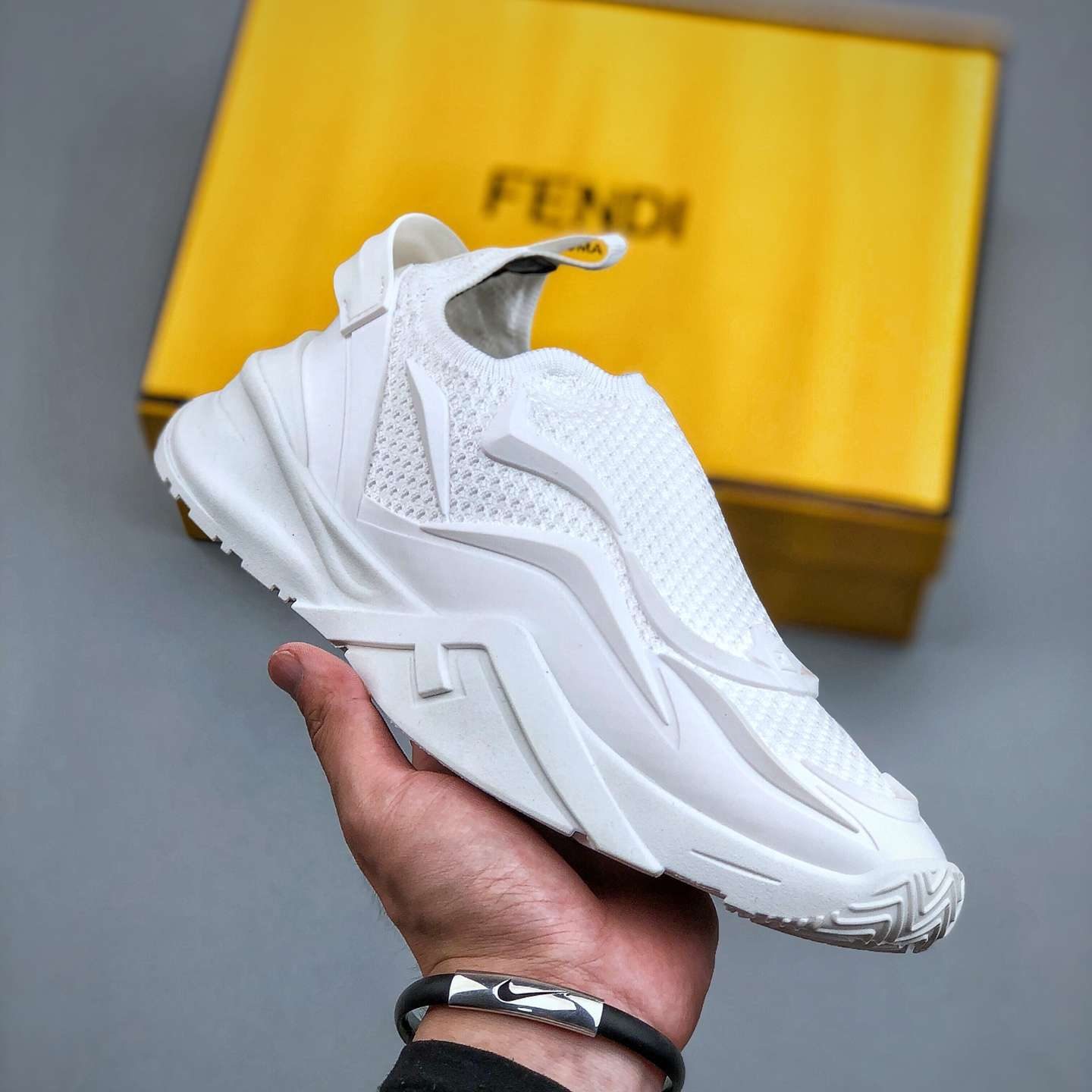 KICKWHO Fendi Flow White Mesh Running Sneakers